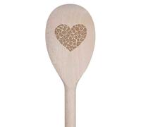 Azeeda 30cm 'Leopard Print Heart' Wooden Cooking Spoon (SO00023864)