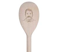 Azeeda 30cm 'Man with A Fancy Moustache' Wooden Cooking Spoon (SO00020651)
