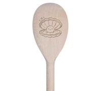 Azeeda 30cm 'Pearl in a Shell Outline' Wooden Cooking Spoon (SO00029068)