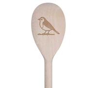 Azeeda 30cm 'Robin on a Branch' Wooden Cooking Spoon (SO00026568)