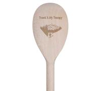 Azeeda 30cm 'Travel is My Therapy' Wooden Cooking Spoon (SO00025203)