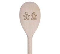 Azeeda 30cm 'Two Gingerbread Men' Wooden Cooking Spoon (SO00027699)