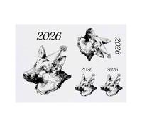 Azeeda 4 x '2026 German Shepherd' Temporary Tattoos - Water Resistant, Skin-Safe, Non-Toxic Transfers, Mixed Sizes (TO00094688)
