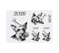 Azeeda 4 x '2026 Scottish Terrier Wearing Party Hat' Temporary Tattoos - Water Resistant, Skin-Safe, Non-Toxic Transfers, Mixed Sizes (TO00094674)