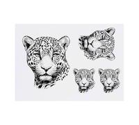 Azeeda 4 x 'African Leopard Portrait' Temporary Tattoos - Water Resistant, Skin-Safe, Non-Toxic Transfers, Mixed Sizes (TO00089334)