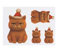 Azeeda 4 x 'Angry Christmas Cat ' Temporary Tattoos - Water Resistant, Skin-Safe, Non-Toxic Transfers, Mixed Sizes (TO00094298)