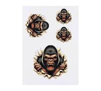 Azeeda 4 x 'Angry Gorilla Breakout' Temporary Tattoos - Water Resistant, Skin-Safe, Non-Toxic Transfers, Mixed Sizes (TO00095750)
