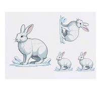 Azeeda 4 x 'Arctic Hare in Snow' Temporary Tattoos - Water Resistant, Skin-Safe, Non-Toxic Transfers, Mixed Sizes (TO00100696)