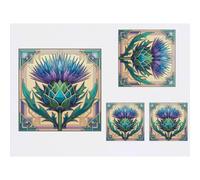 Azeeda 4 x 'Art Deco Thistle' Temporary Tattoos (TO00109322) | Mixed-Size Water Resistant Skin Safe Transfers for Parties and Costumes