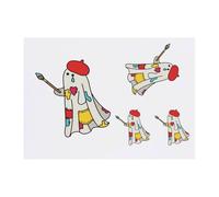 Azeeda 4 x 'Artie The Painter Ghost' Temporary Tattoos - Water Resistant, Skin-Safe, Non-Toxic Transfers, Mixed Sizes (TO00091126)