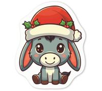 Azeeda 4 x 'Baby Donkey in Santa Hat' Stickers - White, 5cm (DW00177392)