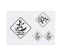 Azeeda 4 x 'Baby On Surfboard' Temporary Tattoos - Water Resistant, Skin-Safe, Non-Toxic Transfers, Mixed Sizes (TO00095436)
