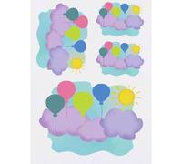 Azeeda 4 x 'Balloons Over Clouds' Temporary Tattoos (TO00104674) | Mixed-Size Water Resistant Skin Safe Transfers for Parties and Costumes