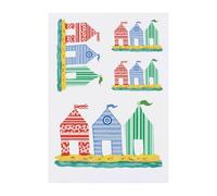 Azeeda 4 x 'Beach Huts' Temporary Tattoos - Water Resistant, Skin-Safe, Non-Toxic Transfers, Mixed Sizes (TO00088126)