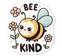 Azeeda 4 x 'Bee Kind' White Premium Vinyl Decal Stickers - Waterproof, Durable & Easy to Apply - Ideal for Car Bumpers, Windows, Bins and More - Small (50mm) (DW00123860)