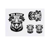 Azeeda 4 x 'Big Bear Yard Work' Temporary Tattoos - Water Resistant, Skin-Safe, Non-Toxic Transfers, Mixed Sizes (TO00089408)