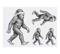 Azeeda 4 x 'Bigfoot Wearing Santa Hat Walking ' Temporary Tattoos - Water Resistant, Skin-Safe, Non-Toxic Transfers, Mixed Sizes (TO00093532)
