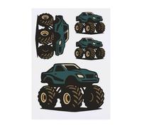 Azeeda 4 x 'Blue Monster Truck' Temporary Tattoos - Water Resistant, Skin-Safe, Non-Toxic Transfers, Mixed Sizes (TO00088218)