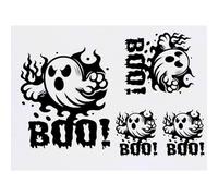 Azeeda 4 x 'BOO! Halloween Ghost' Temporary Tattoos - Water Resistant, Skin-Safe, Non-Toxic Transfers, Mixed Sizes (TO00075798)