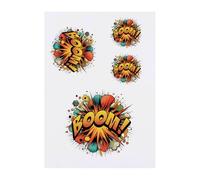 Azeeda 4 x 'BOOM Comic Book Art' Temporary Tattoos - Water Resistant, Skin-Safe, Non-Toxic Transfers, Mixed Sizes (TO00089422)