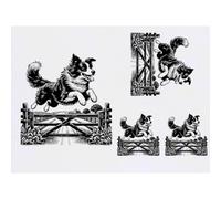 Azeeda 4 x 'Border Collie Jumping Farm Gate' Temporary Tattoos - Water Resistant, Skin-Safe, Non-Toxic Transfers, Mixed Sizes (TO00091540)