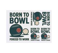Azeeda 4 x 'Born To Bowl, Forced To Work' Temporary Tattoos - Water Resistant, Skin-Safe, Non-Toxic Transfers, Mixed Sizes (TO00086320)