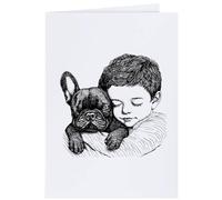 Azeeda 4 x 'Boy with French Bulldog' Gift Tags/Labels (GI00115064)