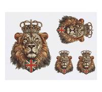 Azeeda 4 x 'British King Lion ' Temporary Tattoos - Water Resistant, Skin-Safe, Non-Toxic Transfers, Mixed Sizes (TO00104518)