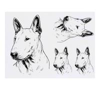 Azeeda 4 x 'Bull Terrier Portrait' Temporary Tattoos - Water Resistant, Skin-Safe, Non-Toxic Transfers, Mixed Sizes (TO00092482)