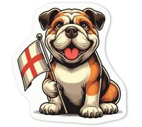 Azeeda 4 x 'Bulldog with England Flag' Stickers - White, 5cm (DW00197744)