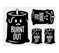Azeeda 4 x 'Burnt Out Candle' Temporary Tattoos - Water Resistant, Skin-Safe, Non-Toxic Transfers, Mixed Sizes (TO00090948)