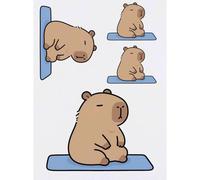 Azeeda 4 x 'Capybara on Yoga Mat' Temporary Tattoos - Water Resistant, Skin-Safe, Non-Toxic Transfers, Mixed Sizes (TO00101666)