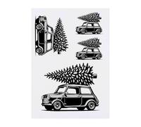Azeeda 4 x 'Car With Christmas Tree' Temporary Tattoos - Water Resistant, Skin-Safe, Non-Toxic Transfers, Mixed Sizes (TO00093918)