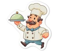 Azeeda 4 x 'Cartoon Chef' White Premium Vinyl Decal Stickers - Waterproof, Durable & Easy to Apply - for Car Bumpers, Windows, Bins & More - Small (50mm) (DW00184378)