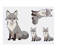 Azeeda 4 x 'Cartoon Grey Fox' Temporary Tattoos (TO00097870)