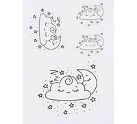 Azeeda 4 x 'Cartoon Moon With Cloud' Temporary Tattoos - Water Resistant, Skin-Safe, Non-Toxic Transfers, Mixed Sizes (TO00099384)