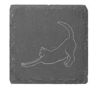 Azeeda 4 x 'Cat Stretching' 10cm Square Slate Coasters (CR00228459)