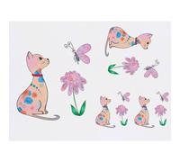 Azeeda 4 x 'Cat Watching Butterfly' Temporary Tattoos (TO00103036)