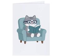 Azeeda 4 x 'Cat Wearing Glasses Reading Book' Gift Tags/Labels (GI00131383)