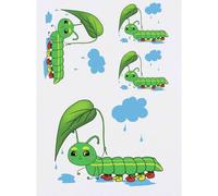 Azeeda 4 x 'Caterpillar In The Rain' Temporary Tattoos - Water Resistant, Skin-Safe, Non-Toxic Transfers, Mixed Sizes (TO00102530)