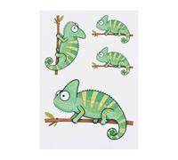 Azeeda 4 x 'Chameleon on a Branch' Temporary Tattoos - Water Resistant, Skin-Safe, Non-Toxic Transfers, Mixed Sizes (TO00096082)