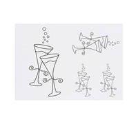 Azeeda 4 x 'Champagne Glasses' Temporary Tattoos - Water Resistant, Skin-Safe, Non-Toxic Transfers, Mixed Sizes (TO00092646)