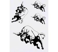 Azeeda 4 x 'Charging Bull ' Temporary Tattoos - Water Resistant, Skin-Safe, Non-Toxic Transfers, Mixed Sizes (TO00097176)