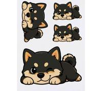 Azeeda 4 x 'Cheeky Shiba Inu' Temporary Tattoos (TO00106562) | Mixed-Size Water Resistant Skin Safe Transfers for Parties and Costumes