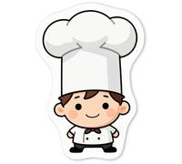 Azeeda 4 x 'Chibi Chef Wearing Hat' White Premium Vinyl Decal Stickers - Waterproof, Durable & Easy to Apply - for Car Bumpers, Windows, Bins & More - Small (50mm) (DW00191476)