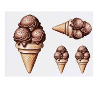 Azeeda 4 x 'Chocolate Ice Cream Cone' Temporary Tattoos - Water Resistant, Skin-Safe, Non-Toxic Transfers, Mixed Sizes (TO00097896)
