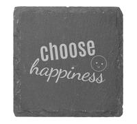 Azeeda 4 x 'Choose Happiness' 10cm Square Slate Coasters (CR00233092)