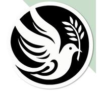 Azeeda 4 x 'Circular Peace Dove' White Premium Vinyl Decal Stickers - Waterproof, Durable & Easy to Apply - Ideal for Car Bumpers, Windows, Bins and More - Small (50mm) (DW00147540)