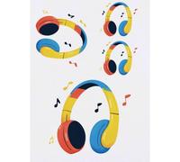 Azeeda 4 x 'Colorful Audio Headphones' Temporary Tattoos - Water Resistant, Skin-Safe, Non-Toxic Transfers, Mixed Sizes (TO00094838)