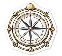 Azeeda 4 x 'Compass Surrounded by Rope Knots' White Premium Vinyl Decal Stickers - Waterproof, Durable & Easy to Apply - for Car Bumpers, Windows, Bins & More - Small (50mm) (DW00190876)